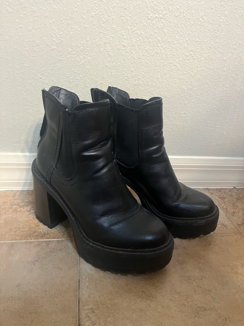 Madden Girl Black Platform Chelsea Ankle Boots - Women